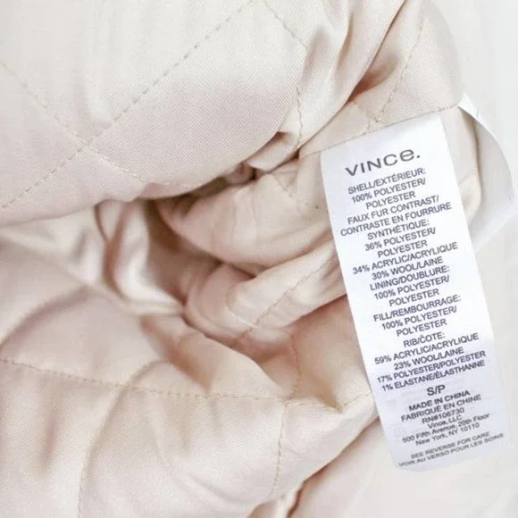 Vince Quilted Faux Shearling Lined Puffer Jacket